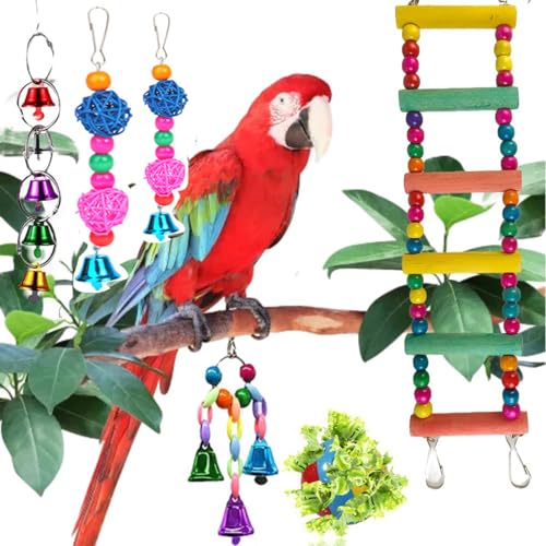 Bird Swing Standing Chewing Training Hanging Toy Hammock Climbing Ladder Drawbridge Birdie Perches Platform for Conure,Cockatiel,Mynah,Love Birds,Finches,Budgerigar,Pigeon - size: 6pcs