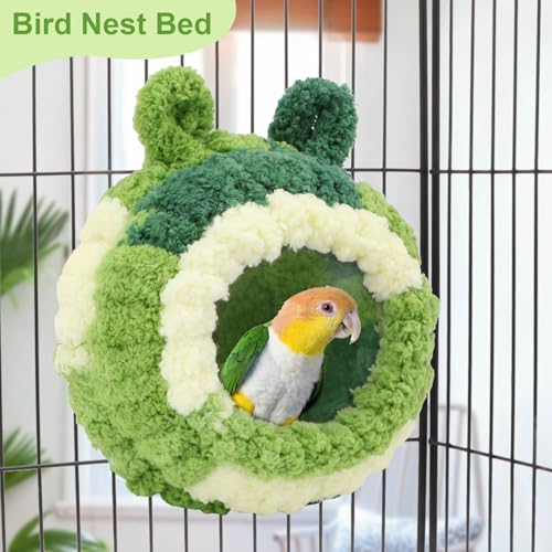 Wontee Bird Nest Bed Breeding House Winter Warm Snuggle Hut for Budgies Parakeets Cockatiels Lovebirds Canaries (Green) - color: Green