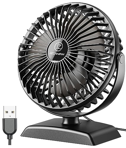 JZCreater USB Desk Fan, USB Fan Mini, 360 Rotation Desktop Fan with 3 Speed, Table Personal Cooling Fan, Quiet Mini Desk Fan, USB Powered, Small Fan for Home Office Bedroom Car Travel,Black+Black - color: 282-Black+Black