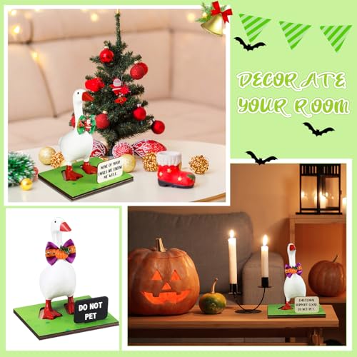 Relaxweex Magnetic Goose Key Holder Cute Resin Goose Statue with Mini Bow Tie Writable Interchangeable Signs Chalk for New Apartment Housewarming Gifts Office Table Desk Home Decor(Classic) - style: Classic