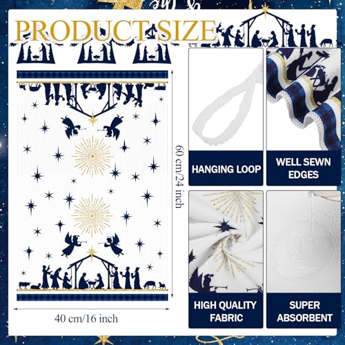 Oudain 6 Pcs Christmas Kitchen Towels Nativity Scene Christmas Hand Towels 24 x 16 Inch Jesus Decorative Dish Cloths Holiday Tea Dishcloths Winter Novelty Xmas Christ Gifts for Home Kitchen Bathroom - color: Jesus