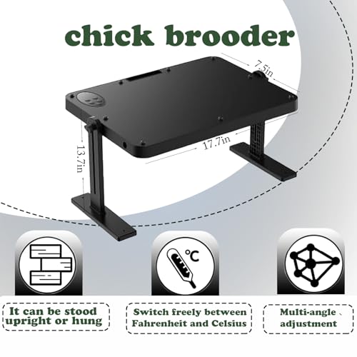 Chicken coop Heater,with Adjustable Temperature Remote Control and Timer,Adjustable Height and Angle Chicken Heater,86-185 Control Temp+12 Hour Timer,Ideal for Chicken Coops Poultry Heating,16"x12" - color: Black