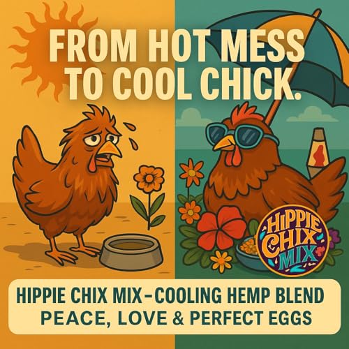 Thorns & Thyme Hippie Chix Mix Cooling Hemp Blend – Chicken Supplement for Heat Stress & Hydration – High-Protein Herbal Poultry Feed Supplement for Egg Production, Molting, Immunity & Pest Control
