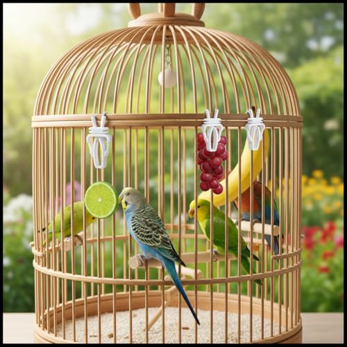 10 Pcs Bird Cage Food Holder, Millet Holder for Bird Cage, Parrot Fruit Vegetable Clips Plastic Birds Cages Feeder Clip for Budgie Parakeet Cockatoo Macaw Cockatiel Conure Budgie Treats Cages