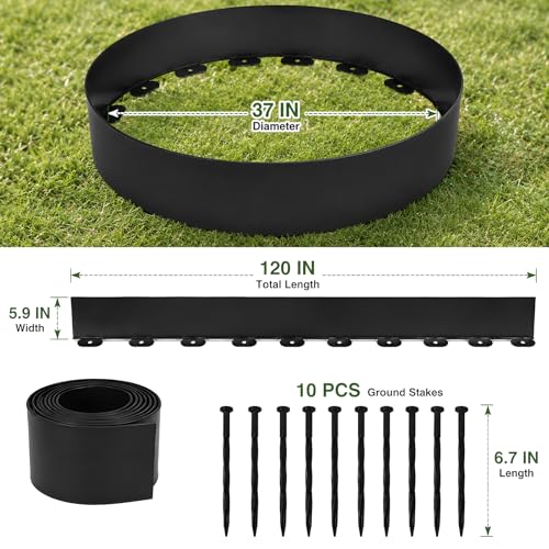 Bottomless Chicken Dust Bath Tub, 37 X 5.9 in Adjustable Large Chicken Bath Container, Heavy Duty PE Landscape Edging Border for Chicken, Ducks, Turkeys, Outdoor Patio & Farm Use
