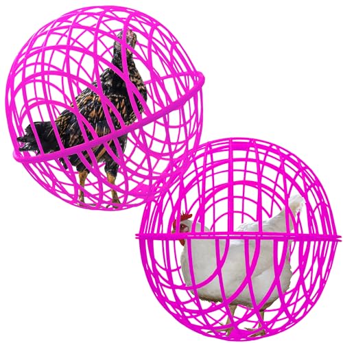 15.7" Ball-Shaped Movable Chicken Coop,Pigeon Rabbit Duck Safe Walking Net,Preventing Trampled by Horse,Predation by Eagles,Dog Bites.Pet Removable Prevent Harassment Safety Hutch(2 Pack) - color: Rose(2 Pack)