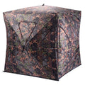 Tangkula 3 Person Pop up Ground Blind, Portable Hunting Blind with Mesh Windows, Carrying Bag & Ground Stakes, Camouflage Hunting Tent with Hub System, Camo Deer Blinds for Hunting - style: Inverted window