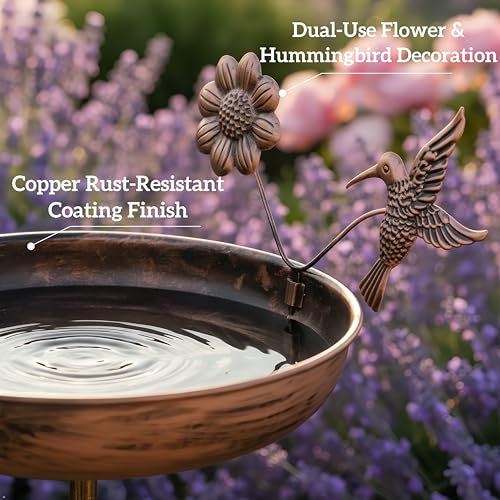 Metal Bird Bath for Outside, Freestanding Bronze Bird Baths for Outdoors | Metal Bird Bath for Outside,Freestanding Purple & Bronze Birdbath Bowl for Outdoors Garden Patio Yard Decor, Easy to Install - color: Bronze-9.8"