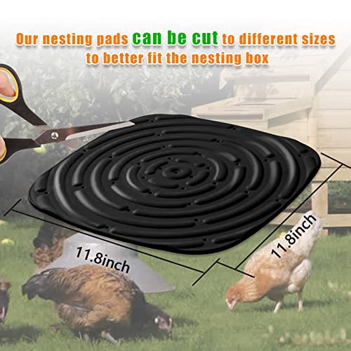 Skimzy Chicken Nesting Box Pads, 12 x 12 in Washable Reusable Nest Box Liners, 4-Pack, Breathable Drainage Design, Black