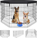 Artmalle 36-Inch Dog Playpen with Top Cover, 8-Panel Rustproof Fence | 36-inch rustproof 8-panel dog playpen with fitted top cover, tool-free setup and roomy space for indoor or outdoor use. - style: 24'' x 36'' with Top cover