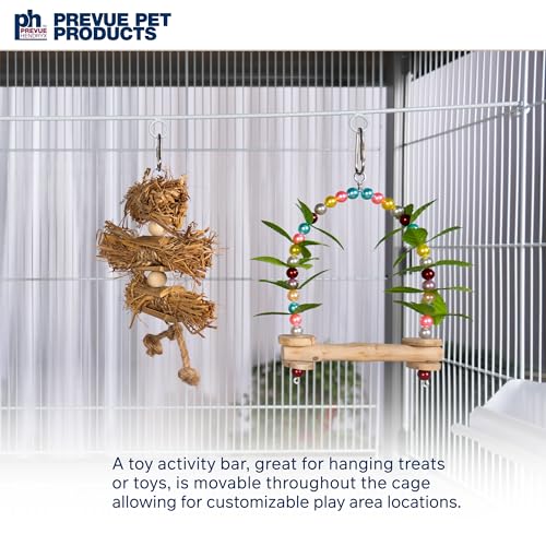 Prevue Pet Products Charming Aviary Jumbo Flight Cage - Large Metal Bird Cage with Rolling Stand, Perches, Feeders & Toy Bar, Ideal for Parakeets, Cockatiels, Lovebirds, Small & Medium Birds - Grey | Large Metal Bird Cage with Rolling Stand, Feeders & Toy