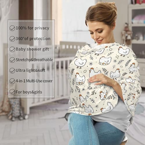 Chicken Hen Egg Baby Stuff Car Seat Cover for Baby,Mom Nursing Breastfeeding Covers,Multi-Use Car Seat Canopy Carrier Cover,Stroller Cover Newborn Shower Gift for Boys Girls - color: chicken