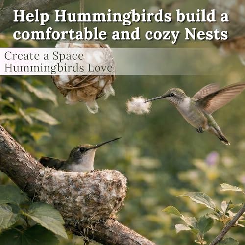 Hummingbird Nesters Bird Nesting Material Holder for Wild Birds Humming Bird House Materials Gifts for Bird Watching Nature Lovers Refillable Outdoor Bird Station (3 Balls Safe Nesting Starter Kit) - color: 3 Balls Safe Nesting Starter Kit