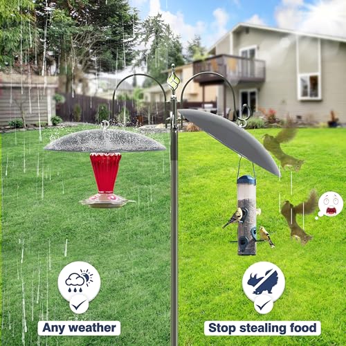 13" Bird Feeder Rain Guard, Hummingbird Feeder Shade Dome Cover, Hanging Baffle for Bird Feeder Pole,Smart Birds Feeder's Umbrella(Grey), 1 Pack - color: Gray, size: 13Inch / 1 Pack