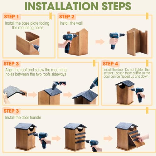 Cedar Squirrel House,Barn Owl Nesting Box, Bird House Outside,Duck Nesting Shelter,Rustic Big Squirrel Shelter & Birdhouse Combo,Wooden Heavy Wildlife Box,Carbonized Assemble Needed