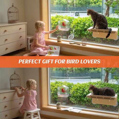 Cat Window Bird Feeder for Indoor Cats, Bird Watching TV for Cats | Clear Acrylic Outdoor Bird Feeding Station with Strong Suction Cups for Enrichment, Mental Stimulation & Boredom Relief