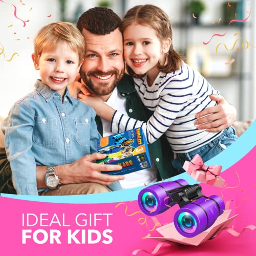 Girls Toys Age 3-7: LET'S GO! Compact Bird Watching Binoculars for Kids Ages 3 4 5 6 7 Year Old Girl Boy Gifts Idea Outside Travel Educational Toy for Kid Preschool Toddler Stocking Stuffers - color: Purple