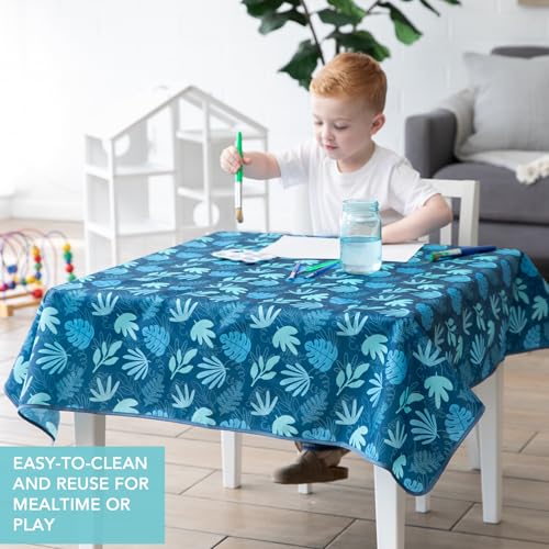 Bumkins Baby Splat Mat for Under High Chair, Babies Toddlers Eating Mess Mat, Waterproof Reusable Cloth for Arts and Crafts, Playtime Mat for Kids, Floors or Tables, Fabric 42inx42in, Blue Tropic - color: B5 Blue Tropic