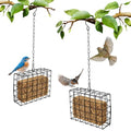 Suet Bird Feeder 2 Pack, Hanging Cage for Standard 11 oz Cakes | Fruit slice or seed block use; latch-door holders for branch, shepherd hook, or porch placement