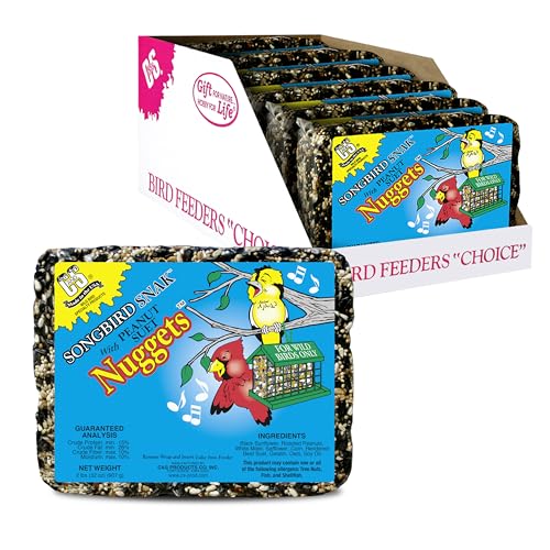 C&S Songbird Snak Seed Cakes for Wild Birds, Suet Nuggets | Bird seed cake with black oil sunflower seed, peanut suet nuggets, year-round feeding with less mess and waste
