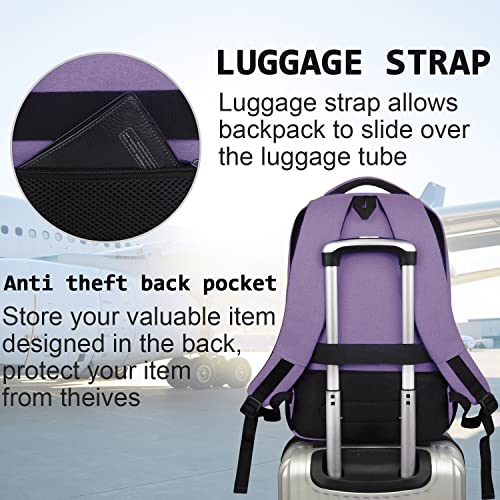 Laptop Backpack,Business Travel Anti Theft Slim College Backpack | Water Resistant Durable Computer Bag Gift for Women & Men Fits 15.6 Inch Laptop and Notebook - Purple - color: Purple, size: 15.6 Inch, style: Laptop
