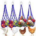 Chicken Vegetable Fruit Hanging Feeder 4Pcs, Reusable String Bag with Hook for Chicken Coop Toys, Poultry Feeding Tool for Hens,Duck,Goose (Blue) - color: Blue