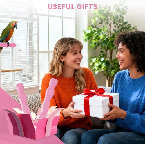 2pcs Bird Beak Grinding Stone, Anti-Slip Parakeet Nail Trimming Stick Resin, Bird Parrot Cage Perch Stand Platform Foot, Claws Trimmer Chewing Toys for Budgies, Parakeets, Cockatiels, Conures - color: Pink