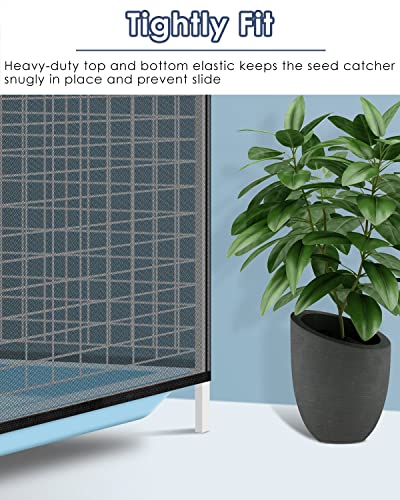 Bissap Bird Cage Seed Catcher, Universal Birdcage Net Nylon Adjustable Elastic Band Stretchy Skirts Mesh Cover for Parrot Cage Seed Guard (Not Include Birdcage)- Black - color: Black