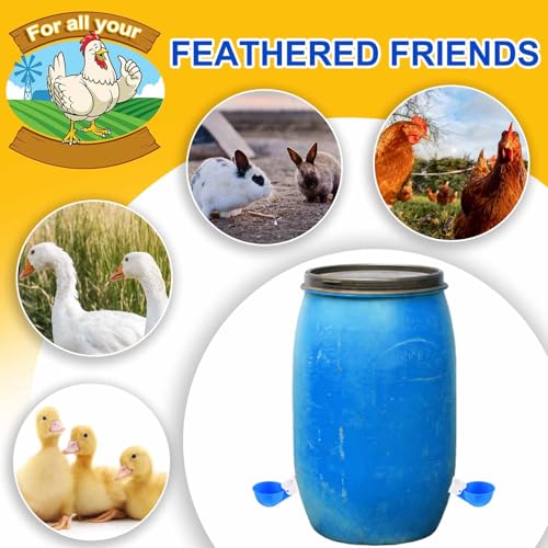 Tanlade 50 Packs Chicken Waterer Cups Large Chicken Feeder, Automatic Waterer Cups Kit for Poultry Chicks Duck Goose Turkey Bunny(Blue) - color: Blue