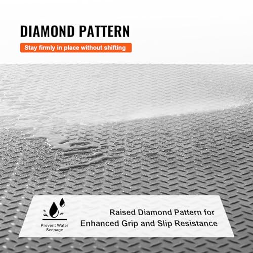 VEVOR Diamond-Plate Rubber Flooring Roll, 3 mm x 4 ft x 6 ft Garage Floor Mat, SBR Rubber Garage Flooring Roll, Easy to Clean, Diamond Plate Rubber Mat for Under Cars, Garage Industry Gym, Black - size: 4 ft x 6 ft