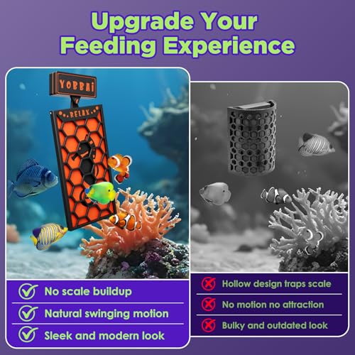 YOBBAI Magnetic Seaweed Feeder, Swinging Motion Nori Feeder, Seaweed Clip for Tangs Angels Freshwater and Shrimp Tanks (Orange & Black) - color: ORANGE & BLACK