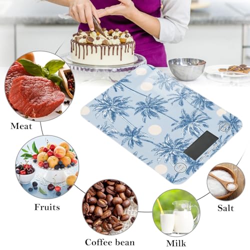 Food Scale Kitchen Scale Food Weight Scales Digital Weight Grams and Ounces Small Electronic Food Scale for Baking Cooking Light Blue Palm Trees and Sun - color: Light Blue Palm Trees and Sun