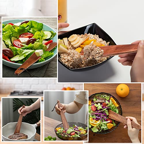 2 Pcs Wooden Spatula for Cooking 9.8" Teak Flat Wooden Spatula Wood Flipper Egg Scraper Non Stick Frying Pan Cast Iron Wood Cooking Utensil for Kitchen Turning Flipping Serving Scraping