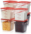 8-Pack 8 Qt NSF Clear Polycarbonate Food Storage Containers with Red Lids - Square, Commercial-Grade, Freezer & Dishwasher Safe, Stackable - color: 8.0 Qt 8-Pack(Red Lids)
