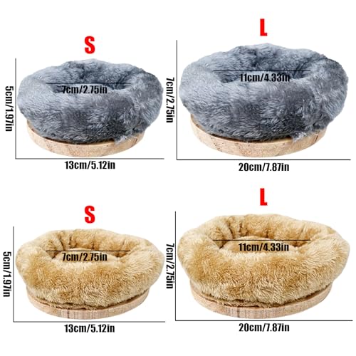 Bird Nest,1Pc Detachable Plush Parrot Hammock Bed,Winter Warm Bird House Snuggle Hut Birds Sleeping Bed Wood Perch for Budgies Cockatiel Conure Parakeet Hamster (Grey, Large) - color: Grey, size: Large
