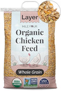 Mile Four Organic Chicken Feed, Layer Whole Grain, Non-GMO, US Grown 23 lbs | 16% Protein; Corn & Soy-Free; USA Grown; Non-Medicated; No Fillers or Additives; Supports Egg Production; Family Farm Sourced - size: 23 Pound (Pack of 1), style: Whole Grain