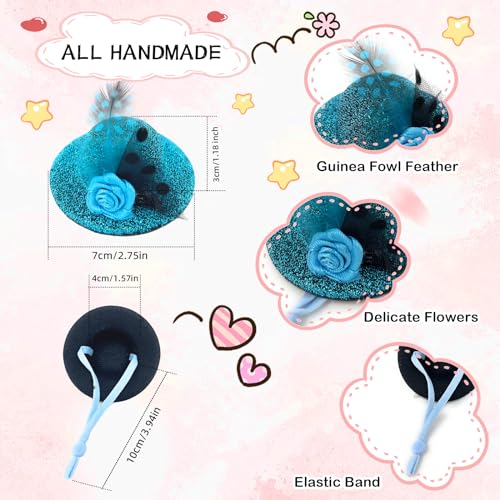 6-Pack Mini Chicken Hats for Hens, Dolls Hats, Cute Decorations | Cotton & Polyester, 2.76 in (7 cm), Adjustable Chin Strap, Fits Small Animals - style: Flower-Fine-Glossy