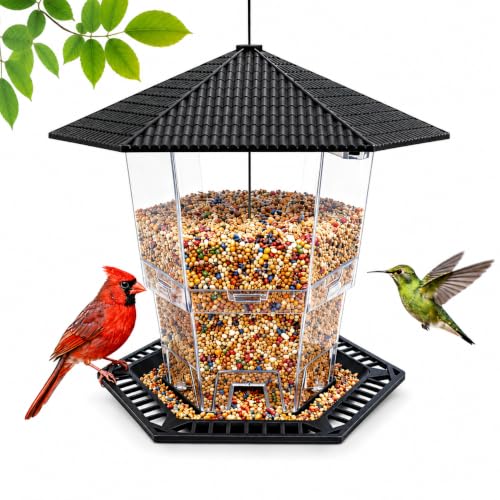 CHILDLION Bird Feeder for Outdoors Hanging,Black Hanging Wild Bird Feeders for Blue Bird, Cardinals, Finches,Wild Birds Seed Feeder, As Gift for Bird Lovers