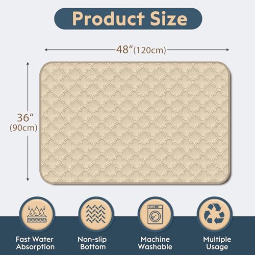 FunFurry Washable Pee Pads for Dogs - 2 Pack Reusable Puppy Pads，Waterproof Training Pads，Guinea Pig Cage Liner, Puppy Pee Pads with Non-Slip Backing (Cream, 36" X 48" - 2 Pack) - color: Cream, size: 36" X 48" - 2 Pack