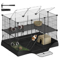 SONGMICS 2-Tier Guinea Pig Cage, Rabbit Cage, Small Animal Playpen with Waterproof Mat, Top and Side Door, 35 Panels, 36.6 x 24.8 x 24.2 Inches, Ink Black ULPI016BH01 - color: Ink Black, style: 35 Panels - 36.6"L x 24.8"W x 24.2"H