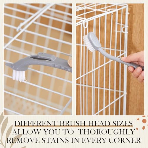 Teenyyou 2 Pack Bird Cage Cleaning Brush & Scraper Set - Stainless Steel Bird Droppings Removal Tool, Long Handle for Parrot Cages, Pet Cages & Perch