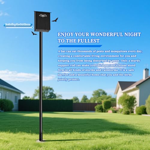 12ft Purple Martin House Pole with Ground Socket, 1.9in Diameter Bat House Pole Heavy-Duty Galvanized Steel, Durable & Easy to Install,Including Bird House Installation Bracket, Black - size: 12FT