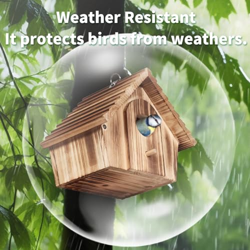 Bird Houses for Outside,Hanging Outdoor BirdHouses,Wood Bird Nesting Box House for Bluebird Humming Finch Wren Cardinals Garden