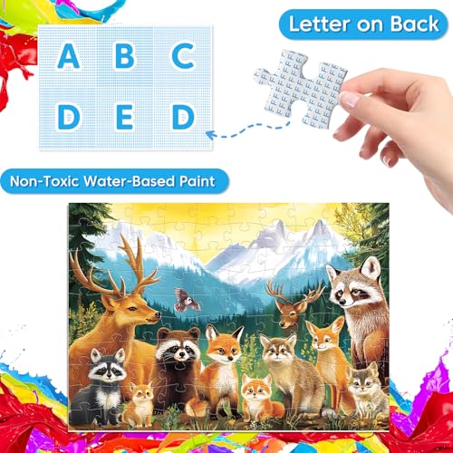 Jeacirio Kids Puzzles Ages 5-8 - Wild Animals Puzzles 100 Piece Jigsaw Puzzles for Kids Ages 4-6 Toddler Puzzle, World of Animals Collection Puzzles Gift Educational Toys for Boys and Girls 4-Pack - style: World of Animals