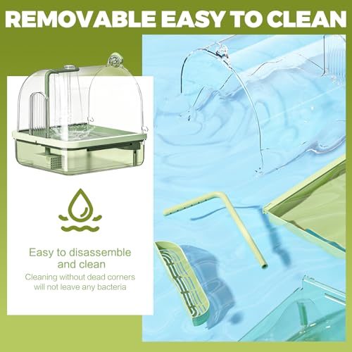 Automatic Bird Baths for Cage,Automatic Parakeet Bath with Pump, Filter,Indoor Bird Shower with Running Water,for Pet Birds Conure Budgies Cockatiels Lovebird(Green) - color: Green