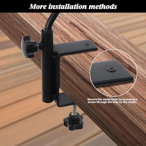 31 Inch Heavy Duty Deck Hook, Non-Slip Clamp, 360 Degree Swivel, Black for Bird Feeders, Planters, Suet Baskets, Lanterns, Wind Chimes, 2 Pack - size: 31 Inch