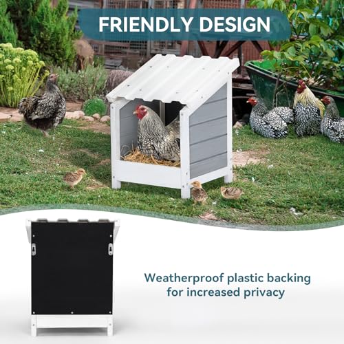 PETSFIT 1 Hole Chicken Nesting Box, PVC Waterproof Roof, Privacy Cover | Wall Mounted or Floor Use, Natural Fir Wood, Easy to Assemble and Clean, For Backyard Coops and Farms, Fits Standard Hens - size: 1 Holes