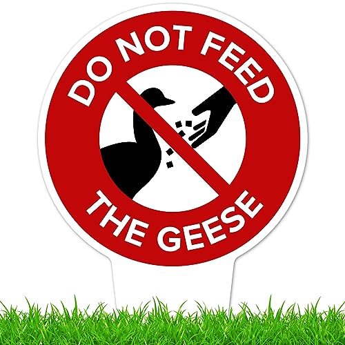 Please Do Not Feed the Geese Sign, 11"x21", Heavy Duty Integrated Ground Stakes, Indoor/Outdoor Use, Rust Free Aluminum Composite, Made in USA by My Sign center - color: Geese, size: 11"x21"