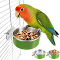 Bird Cage Bowls for Parakeets (2 Pack) - Stainless Steel Food & Water Feeder Cups with Clamp Holder, Hanging Feeder for Budgies, Canary, Conures, Lovebirds, Squirrel & Small Animals - size: 2 pcs