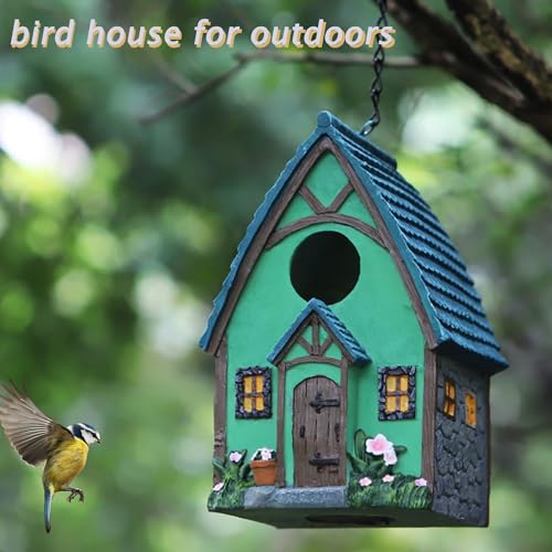Bird House for Outside, Resting Place for Birds, Hanging Natural Bird Nest, Bluebird House Handcrafted Hut - Green - color: B-Green Bird House